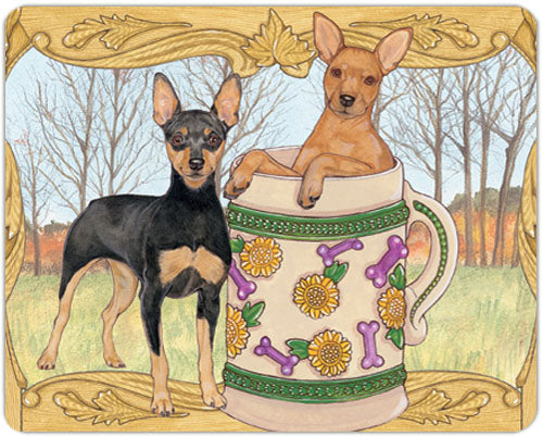 Miniature Pinscher Cutting Board Tempered Glass, Pet Placemat, 11.5" x 15.5" - Pipsqueakproductions