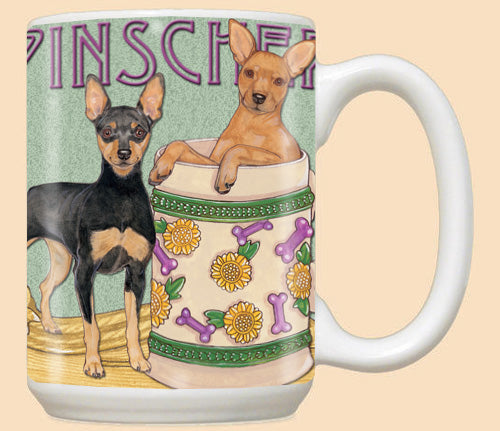 Miniature Pinscher Min Pin Dog Ceramic Coffee Mug Tea Cup 15 oz - Pipsqueakproductions