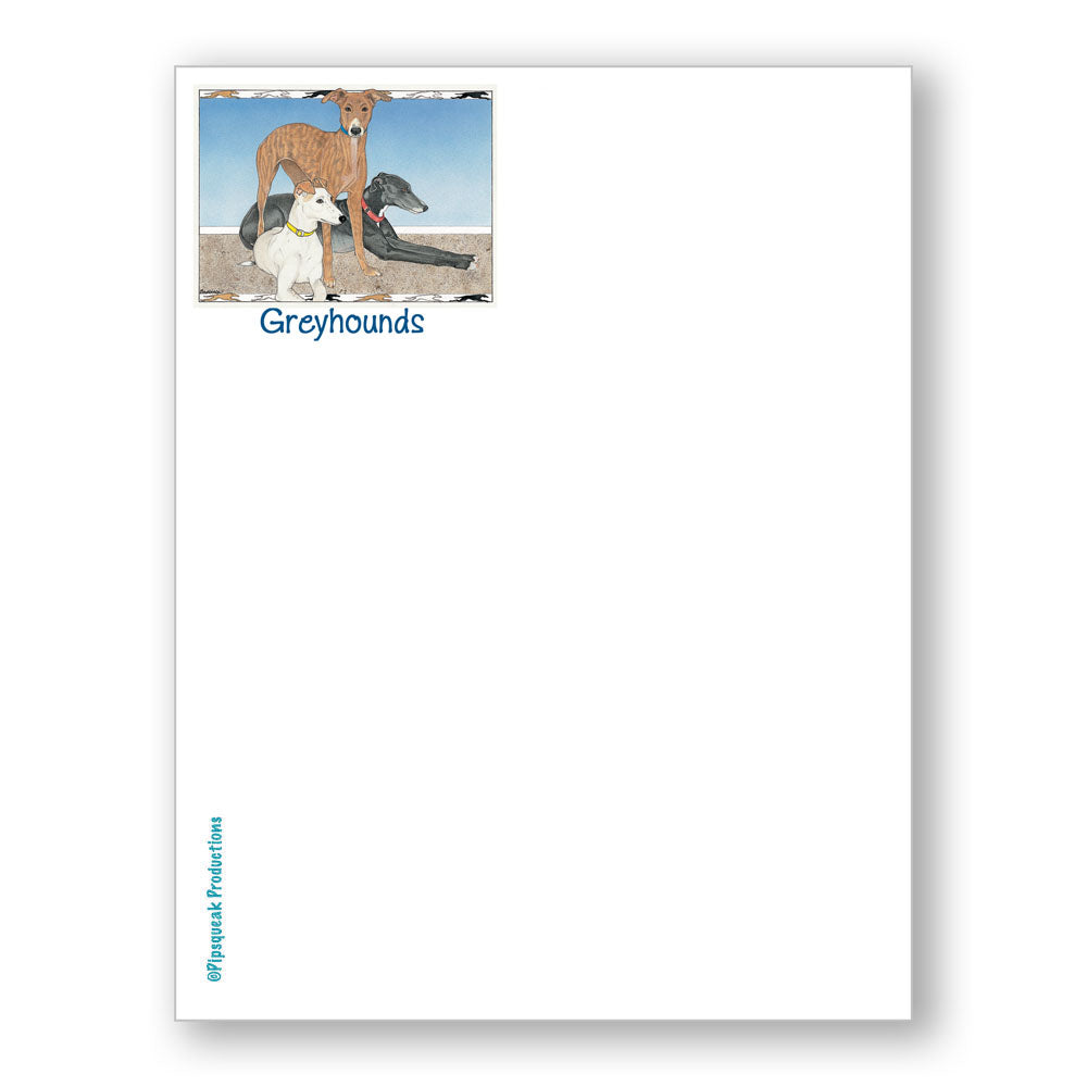 Greyhound Trio Small Memo Pad 4.25 x 5.5 inches - Pipsqueakproductions