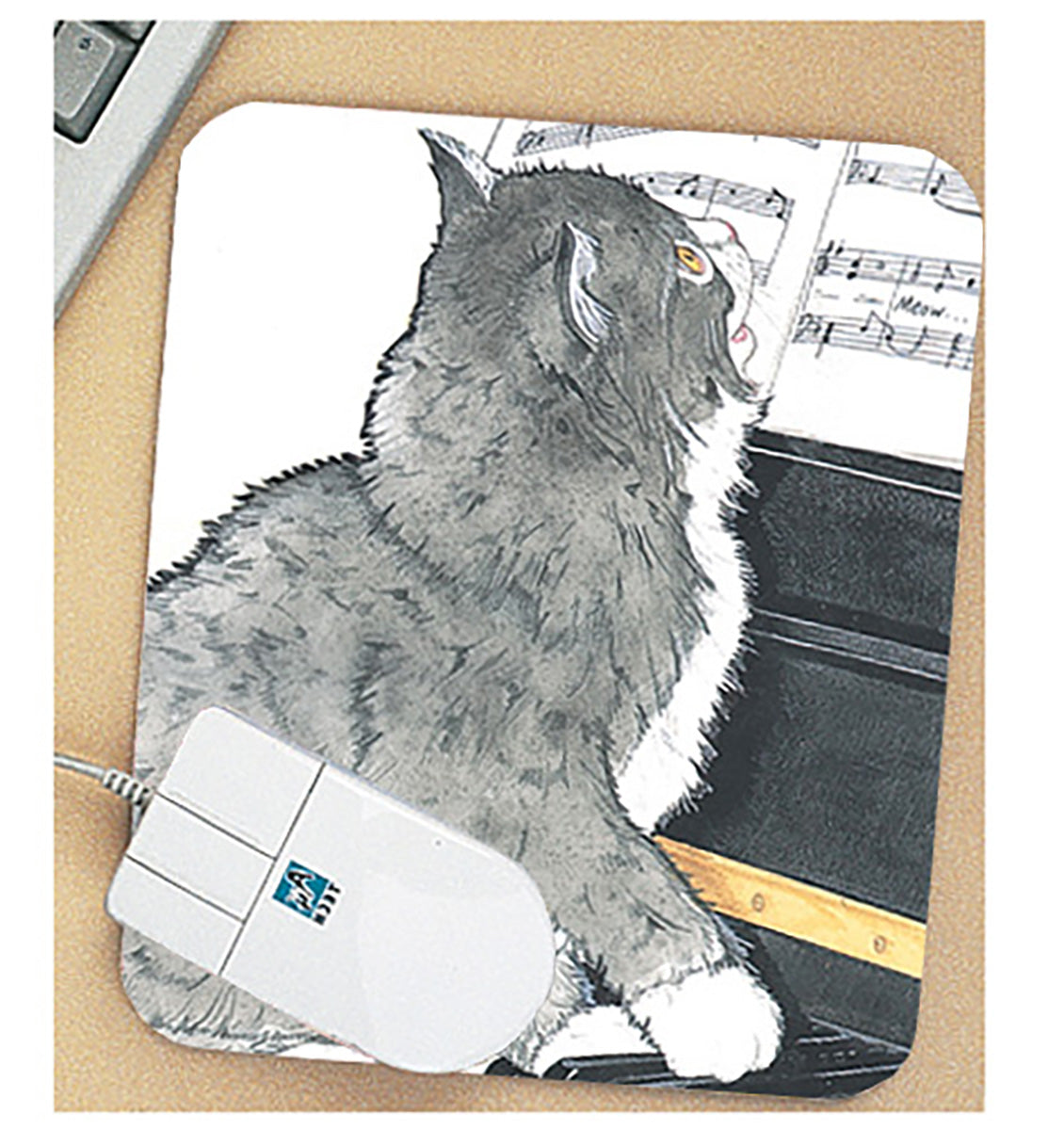 Cat Black and White Kitty Mouse Pad - Pipsqueakproductions