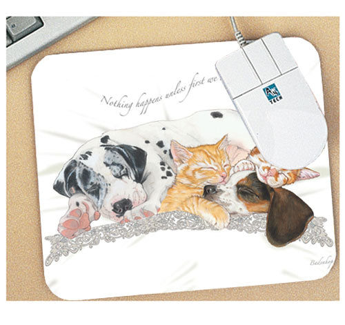 Dog with Cat Mouse Pad - Pipsqueakproductions