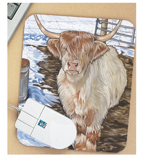 Cow Scottish Highland Cow Mouse Pad - Pipsqueakproductions
