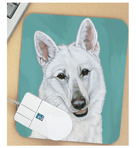 White Shepherd Mouse Pad - Pipsqueakproductions