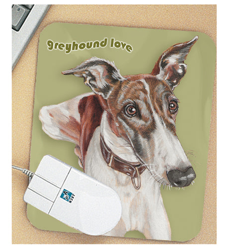Greyhound Brindle and White Mouse Pad - Pipsqueakproductions
