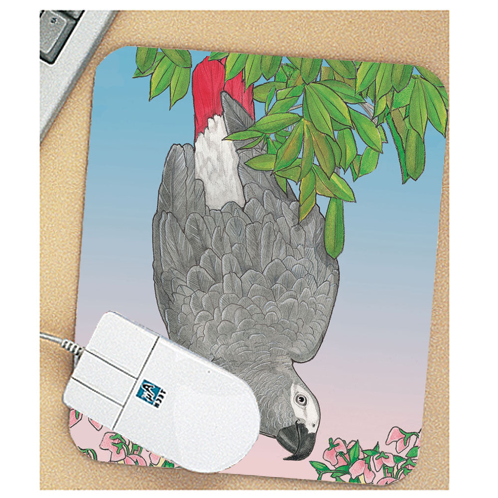 African Grey Parrot Mouse Pad - Pipsqueakproductions