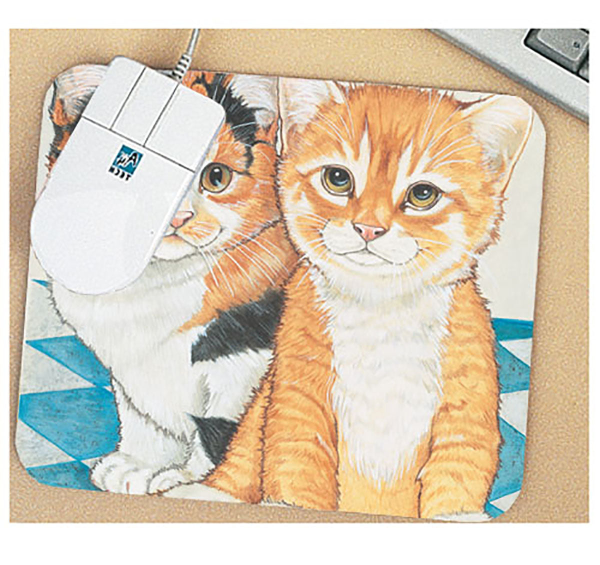 Calico Cat and Orange Tabby Couple Mouse Pad - Pipsqueakproductions