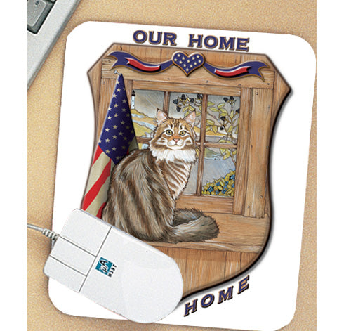 Maine Coon Cat Patriotic Mouse Pad - Pipsqueakproductions
