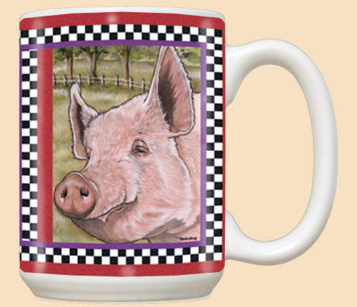 Pig Ceramic Coffee Mug Tea Cup 15 oz - Pipsqueakproductions