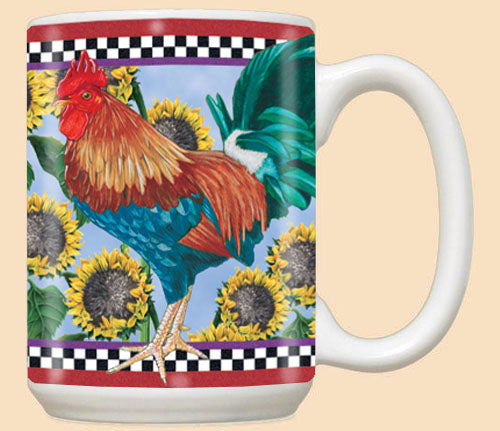 Rooster Ceramic Coffee Mug Tea Cup 15 oz - Pipsqueakproductions