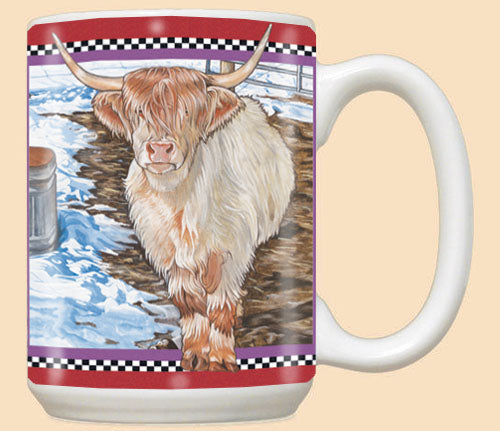 Cow Scottish Highland Cow Ceramic Coffee Mug Tea Cup 15 oz - Pipsqueakproductions