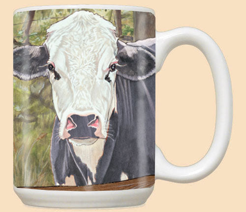 Cow Black and White Holstein Cow Ceramic Coffee Mug Tea Cup 15 oz - Pipsqueakproductions