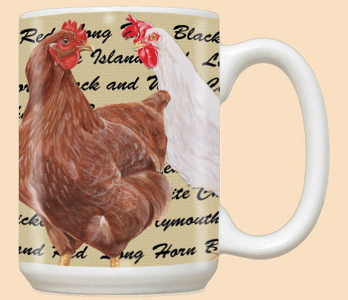 Chicken Mix Ceramic Coffee Mug Tea Cup 15 oz - Pipsqueakproductions