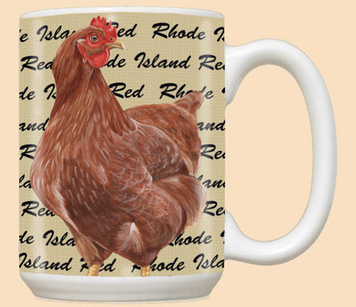 Chicken Rhode Island Red Ceramic Coffee Mug Tea Cup 15 oz - Pipsqueakproductions
