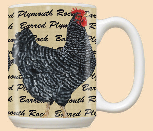 Chicken Barred Plymouth Rock Ceramic Coffee Mug Tea Cup 15 oz - Pipsqueakproductions