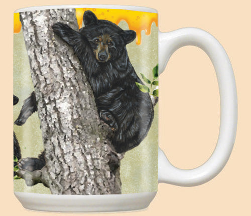 Black Bear Ceramic Coffee Mug Tea Cup 15 oz - Pipsqueakproductions