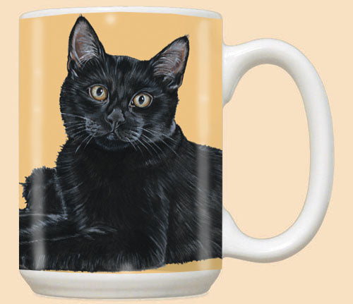 Black Cat Ceramic Coffee Mug Tea Cup 15 oz - Pipsqueakproductions