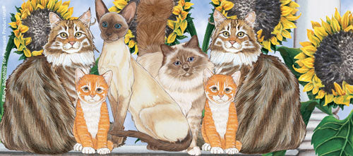 Cats Under the Tuscan Sunflowers Ceramic Coffee Mug Tea Cup 15 oz - Pipsqueakproductions