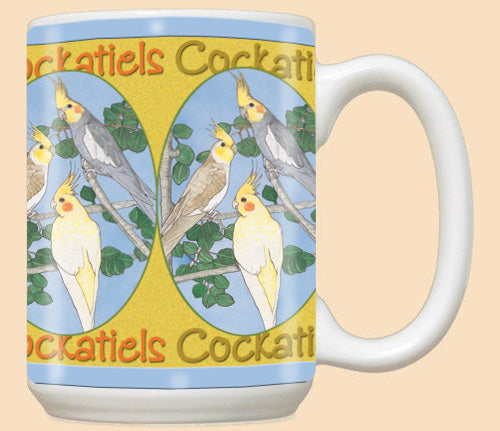 Cockatiel Bird Ceramic Coffee Mug Tea Cup 15 oz - Pipsqueakproductions