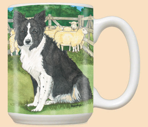 Border Collie Ceramic Coffee Mug Tea Cup 15 oz - Pipsqueakproductions