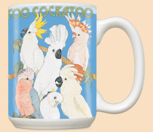 Cockatoo Parrot Ceramic Coffee Mug Tea Cup 15 oz - Pipsqueakproductions