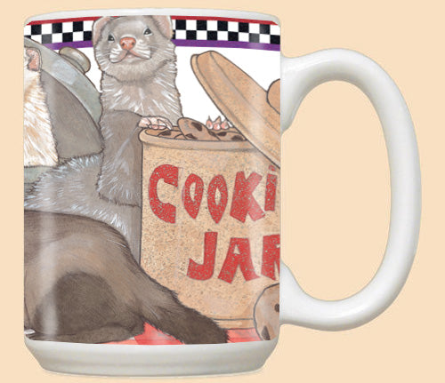 Ferret Ceramic Coffee Mug Tea Cup 15 oz - Pipsqueakproductions