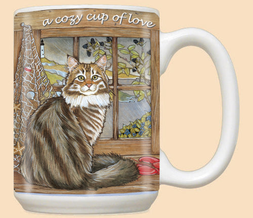 Maine Coon Cat Ceramic Coffee Mug Tea Cup 15 oz - Pipsqueakproductions
