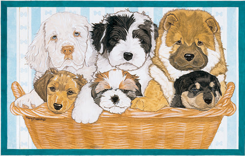 Dogs Basket of Buddies Birthday Card 5 x 7 with Envelope - Pipsqueakproductions