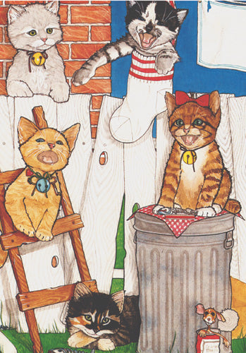 Cats Kitty Clubhouse Birthday Card 5 x 7 with Envelope - Pipsqueakproductions