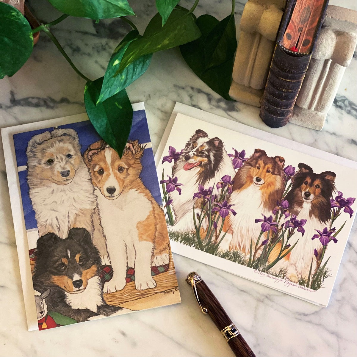 Shetland Sheepdog Art Blank Note Cards Set of 10 Cards with Envelopes - Pipsqueakproductions