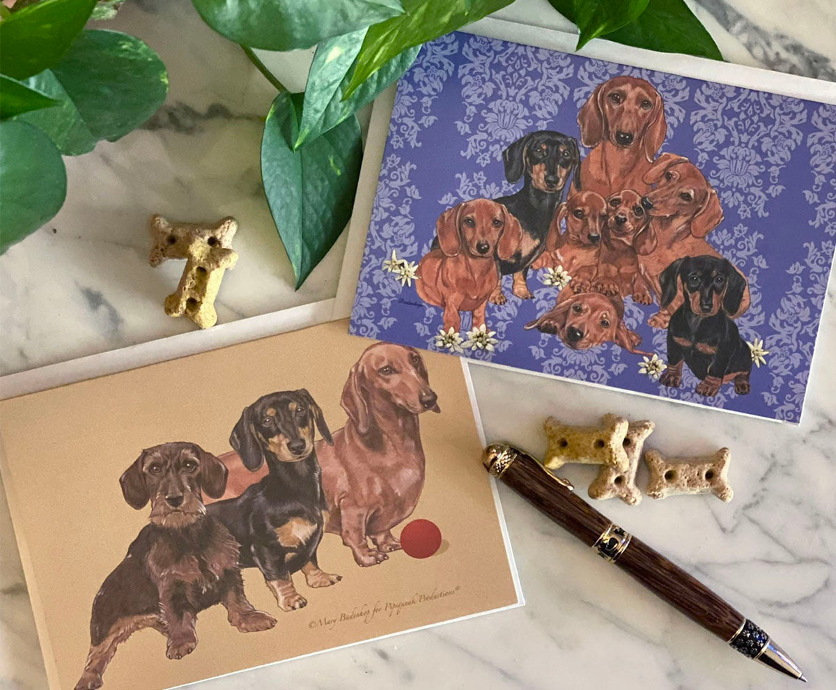 Dachshund Art Blank Note Cards Set of 10 Cards with Envelopes - Pipsqueakproductions
