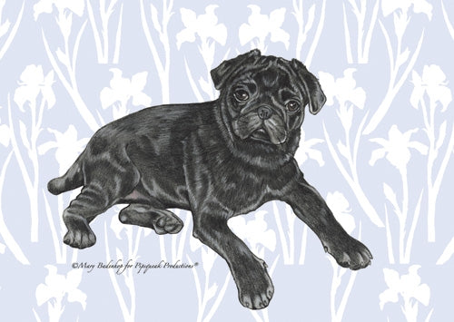 Pug Black Blank Note Card - Pipsqueakproductions