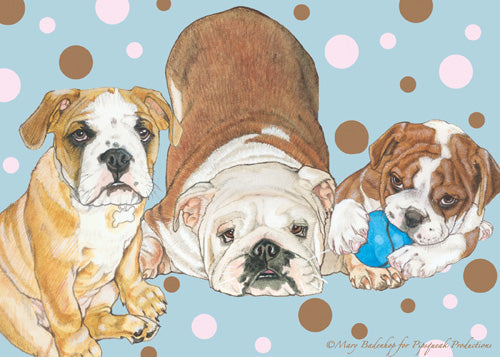 Bulldog Birthday Card 5 x 7 with Envelope - Pipsqueakproductions