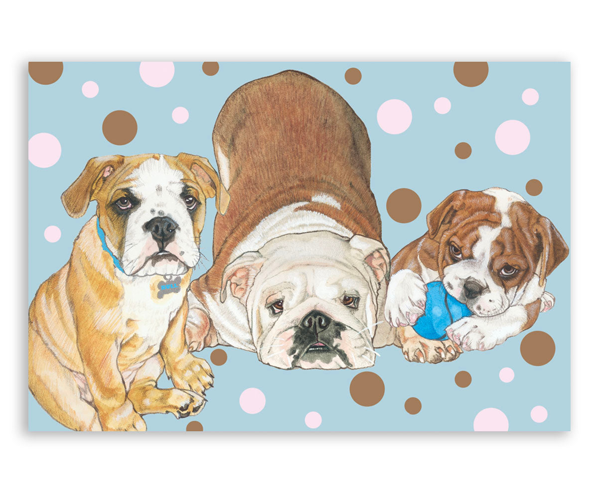Bulldog Art Blank Note Cards Set of 10 Cards with Envelopes