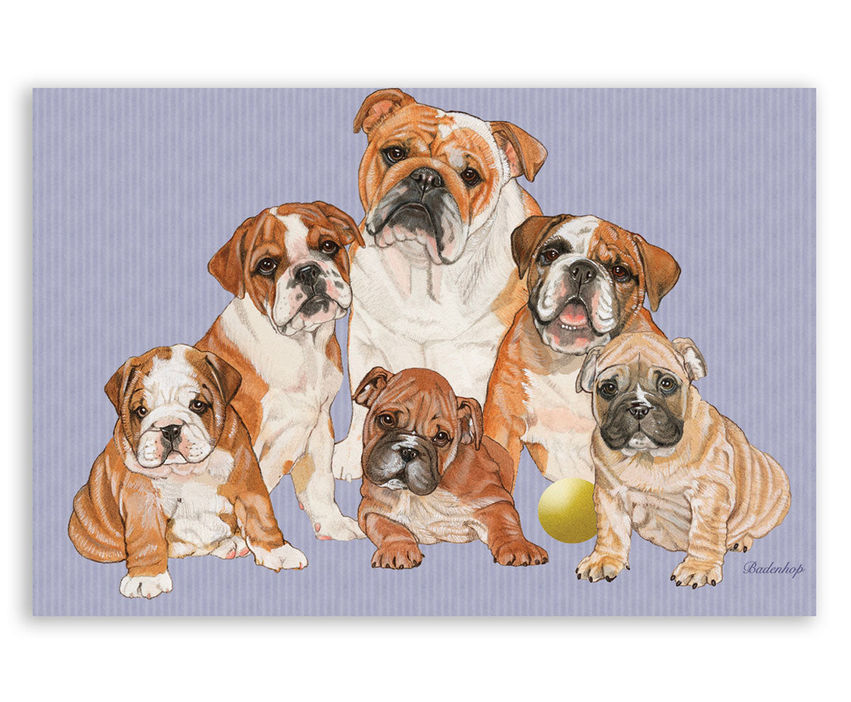 Bulldog Art Blank Note Cards Set of 10 Cards with Envelopes