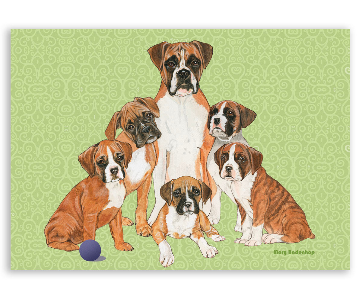 Boxer Art Blank Note Cards Set of 10 Cards with Envelopes