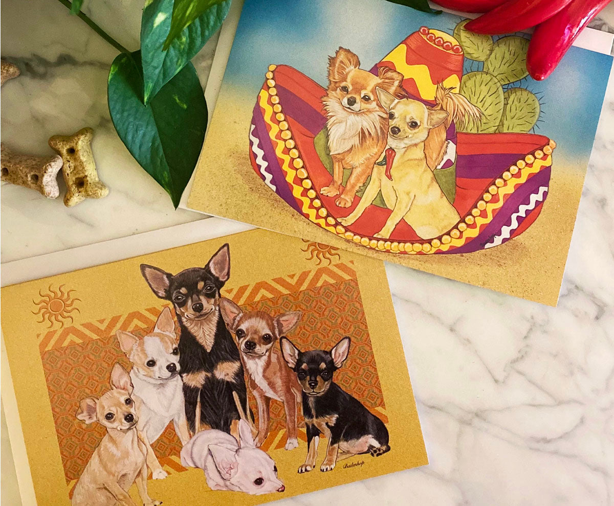 Chihuahua Art Blank Note Cards Set of 10 Cards with Envelopes - Pipsqueakproductions