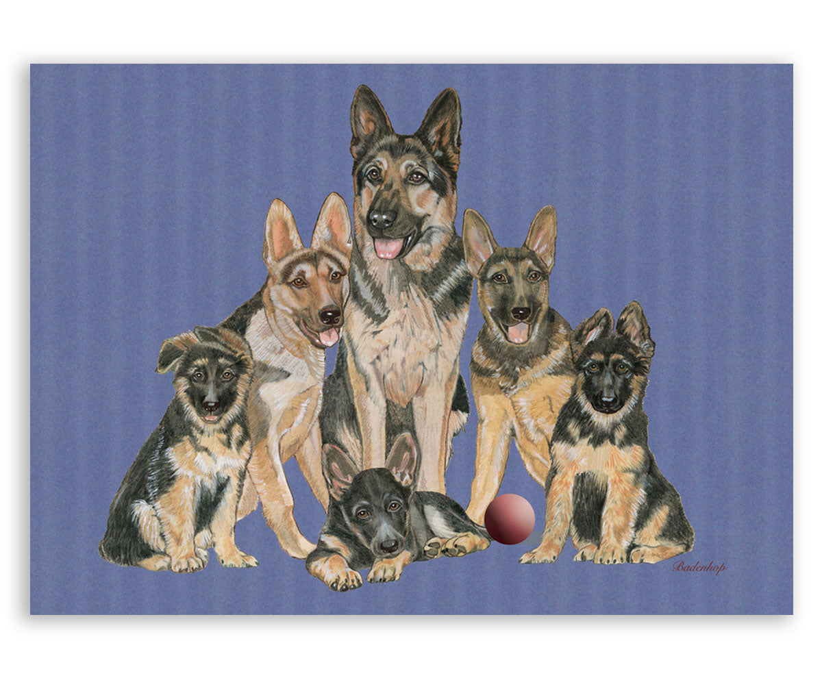 German Shepherd Art Blank Note Cards Set of 10 Cards with Envelopes - Pipsqueakproductions