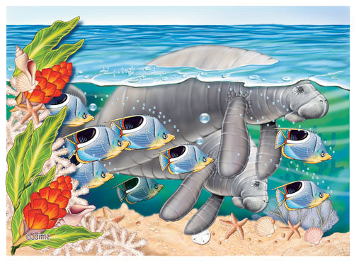 Manatee Birthday Card 5 x 7 with Envelope - Pipsqueakproductions