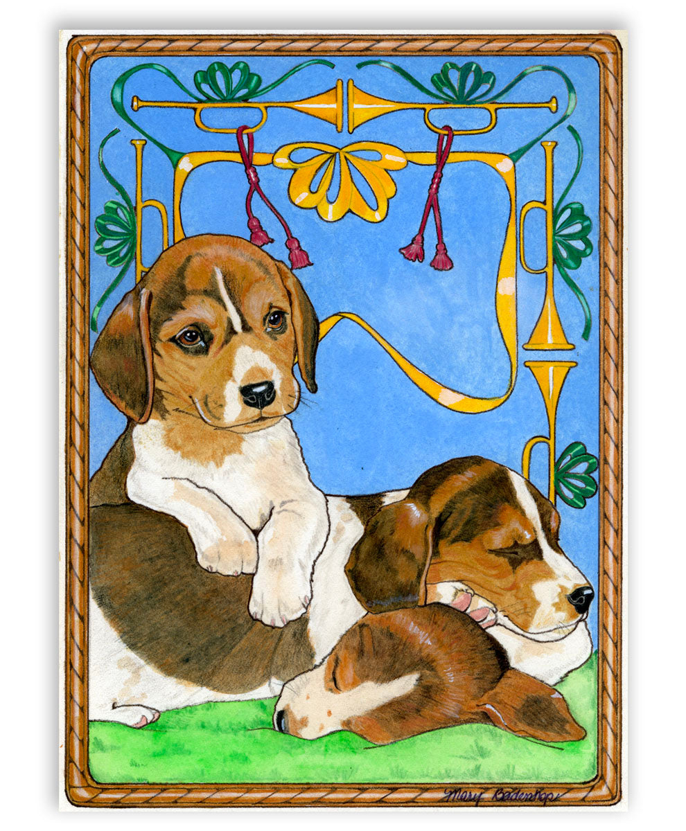 Beagle Art Blank Note Cards Set of 10 Cards with Envelopes
