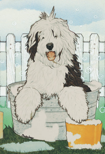 Old English Sheepdog Birthday Card 5 x 7 with Envelope - Pipsqueakproductions