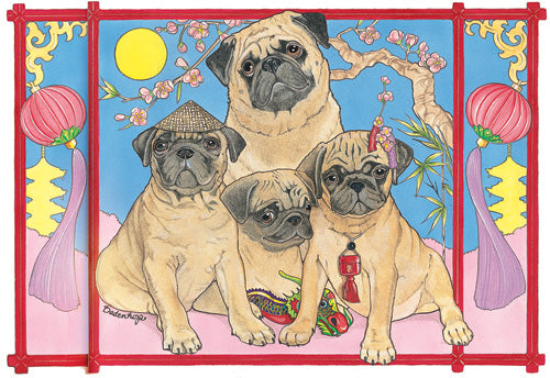 Pug Birthday Card 5 x 7 with Envelope - Pipsqueakproductions