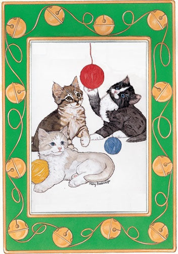 Cats Kitty Bells Birthday Card 5 x 7 with Envelope - Pipsqueakproductions