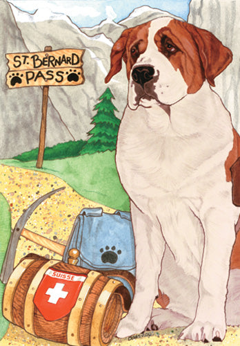 Saint Bernard Birthday Card 5 x 7 with Envelope - Pipsqueakproductions