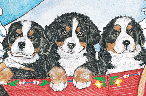 Bernese Mountain Dog Pups Birthday Card 5 x 7 with Envelope - Pipsqueakproductions