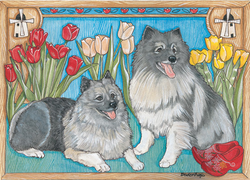 Keeshond Birthday Card 5 x 7 with Envelope - Pipsqueakproductions