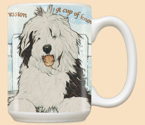 Old English Sheepdog Ceramic Coffee Mug Tea Cup 15 oz - Pipsqueakproductions