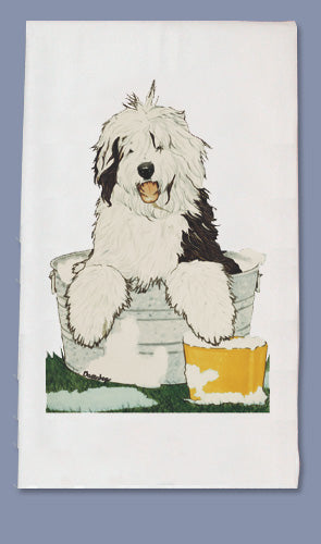 Old English Sheepdog Dish Towel - Pipsqueakproductions