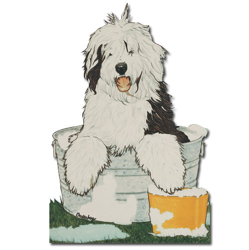 Old English Sheepdog Magnet Wooden - Pipsqueakproductions
