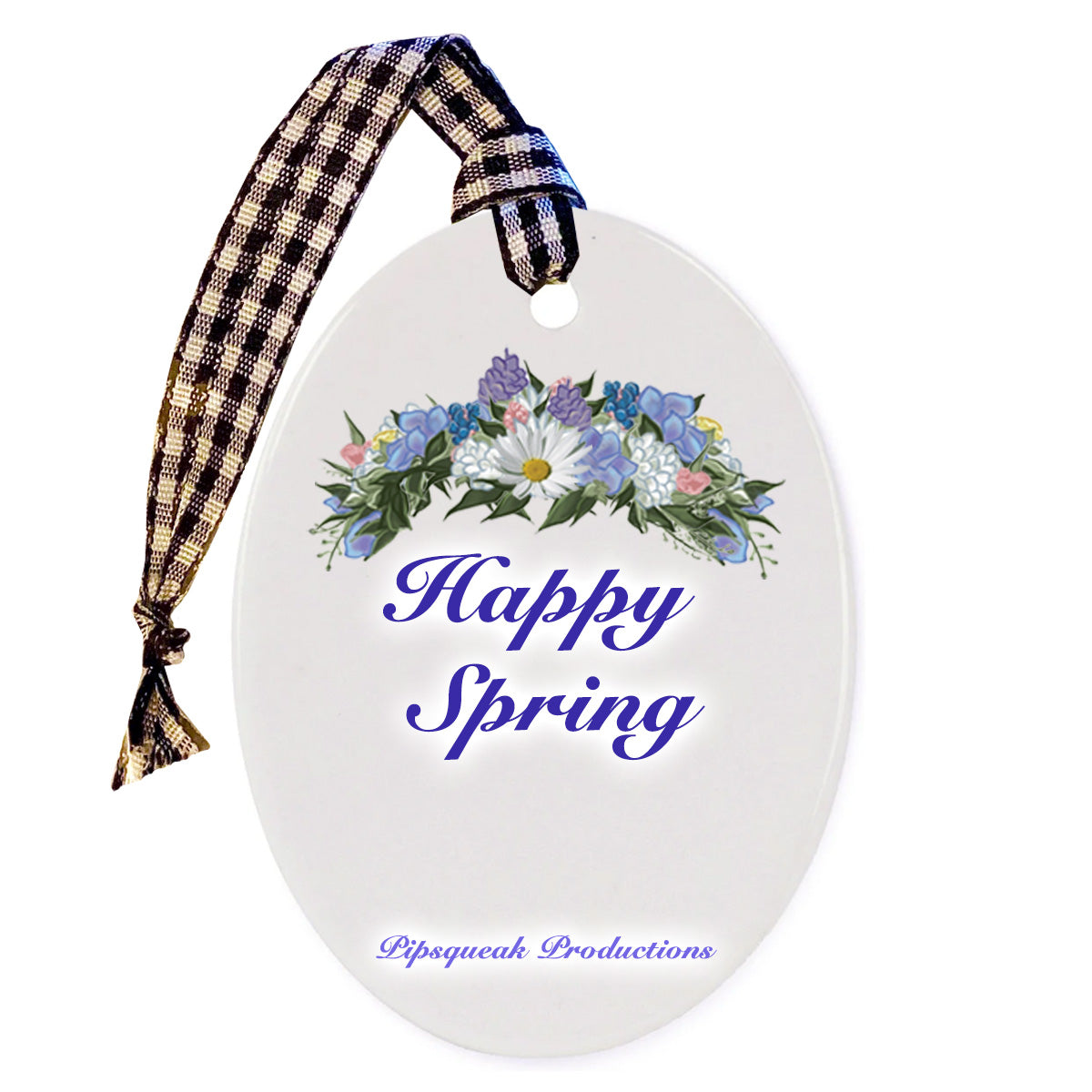 Chicken Baby Chick Floral Ceramic Oval Shaped Ornament Double-sided - Pipsqueakproductions