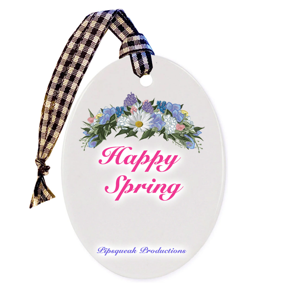 Chicken Baby Chicks Floral Ceramic Oval Shaped Ornament Double-Sided - Pipsqueakproductions